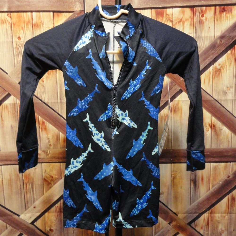 SunSkinz One piece 3/4zip Shark themed Sun Protection upf 50+ suit~long …